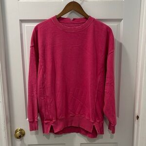Aerie The Chill Women’s Sweatshirt Size XS Solar Pink Oversized Distressed EUC